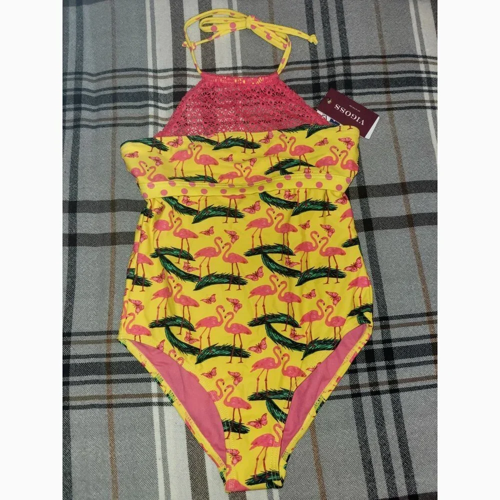 VIGOSS Girls Flamingo Besties 1Piece Bathing Suit
